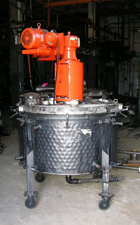 Stainless Steel 250 Gal. Cap. Alloy Fabricators Portable Mixing Tank w/Clamp On External Jacket